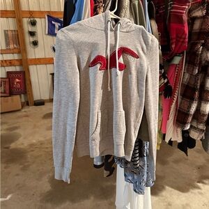 Hollister Gray Hoodie with Red Logo 
EUC